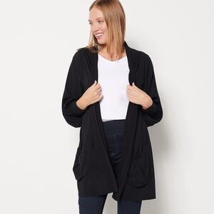 NWOT - Truth + Style Mix Media Cardigan w/ Smocked Sleeves Black Size M​​​